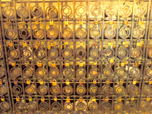 Hofbräuhaus' Patron Bier Stein Storage Bar with Locks.